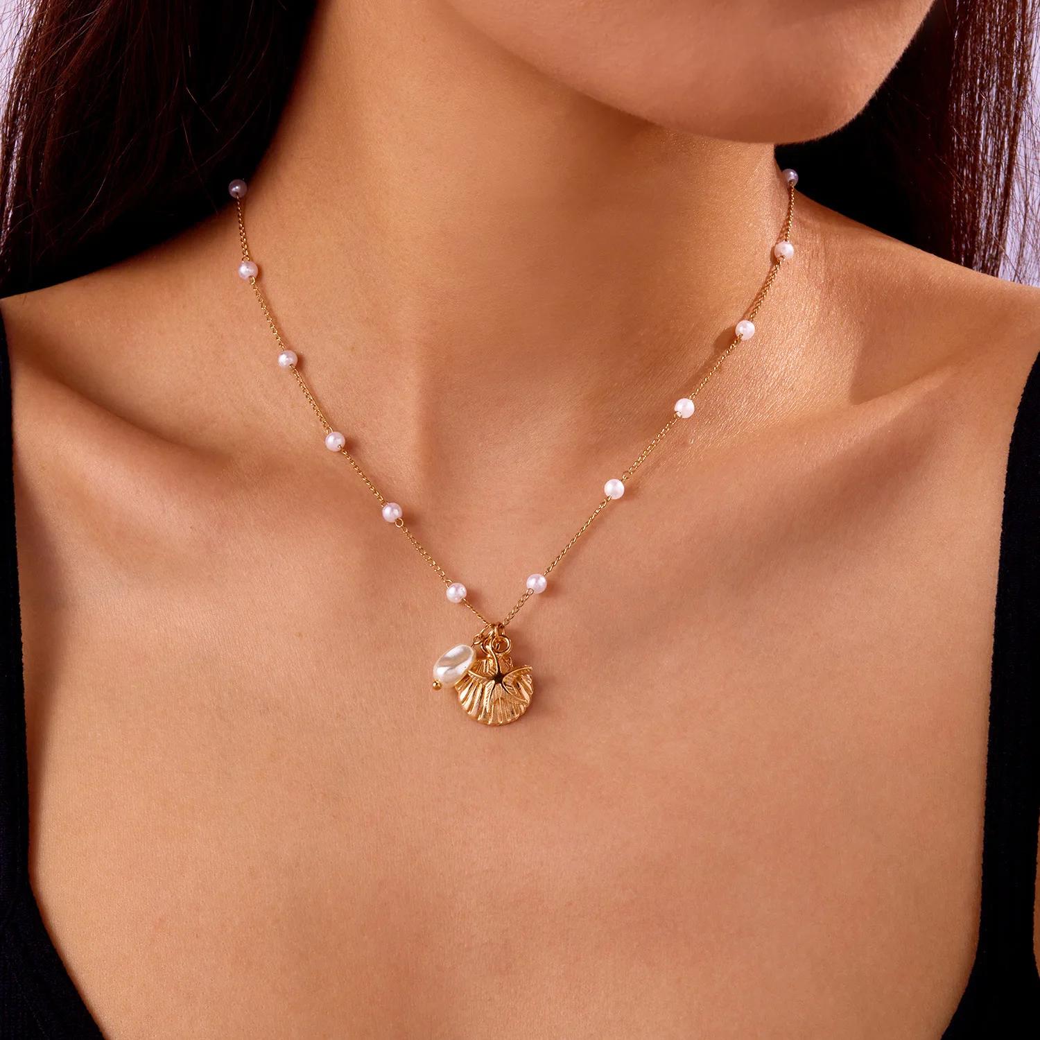 Summer Beach Seashell Starfish Pendant, Stainless Steel Waterproof Jewelry