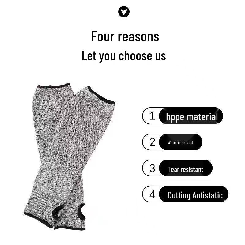 Level 5 Cut-Resistant HPPE Arm Sleeves with Thumb Hole - Scratch-Resistant Protective Guards