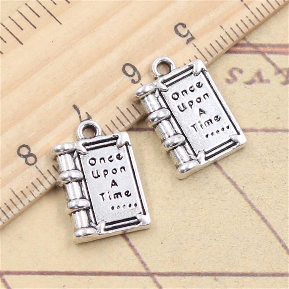 Antique Silver Fairy Tale Book Pendant Charm for DIY Jewelry Accessories