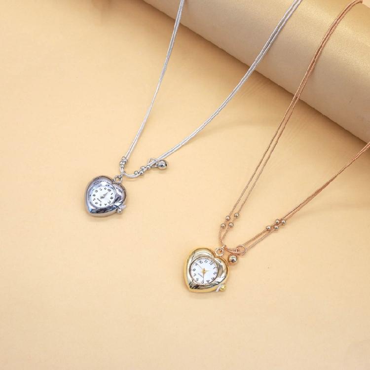 Comfort Fit Multi Layer Necklace Heart Clock Pendant Trendy Layering Chain Jewelry Unique Clavicle Chain