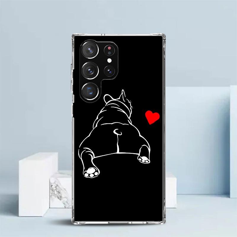 French Bulldog Black White Phone Case For Samsung Galaxy S24 S25 Edge S26 Ultra S22 S23 Plus S21 + S20 FE Soft TPU Back Cover Ga
