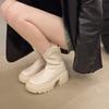 New Women's Shoes: Round Toe, Thick Heel, Thick-soled Boots, Zipper Slimming Boots, and Short Boots