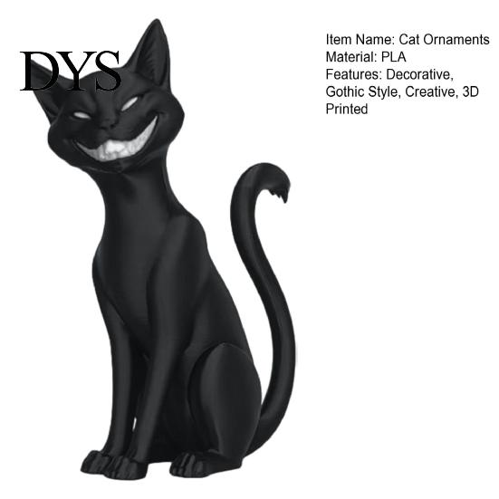 Schwarze Katze Statue für Halloween 3D Gedruckte Figur, Gotischer Stil Böses Schreibtischornament, Fotografie Requisiten Dunkle Fantasie Sitzend Haus Tischplatte