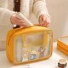 Flower Cartoon PVC Cosmetic Bag Large Capacity Wash Pouch Durable Transparent Makeup Bag  Girl