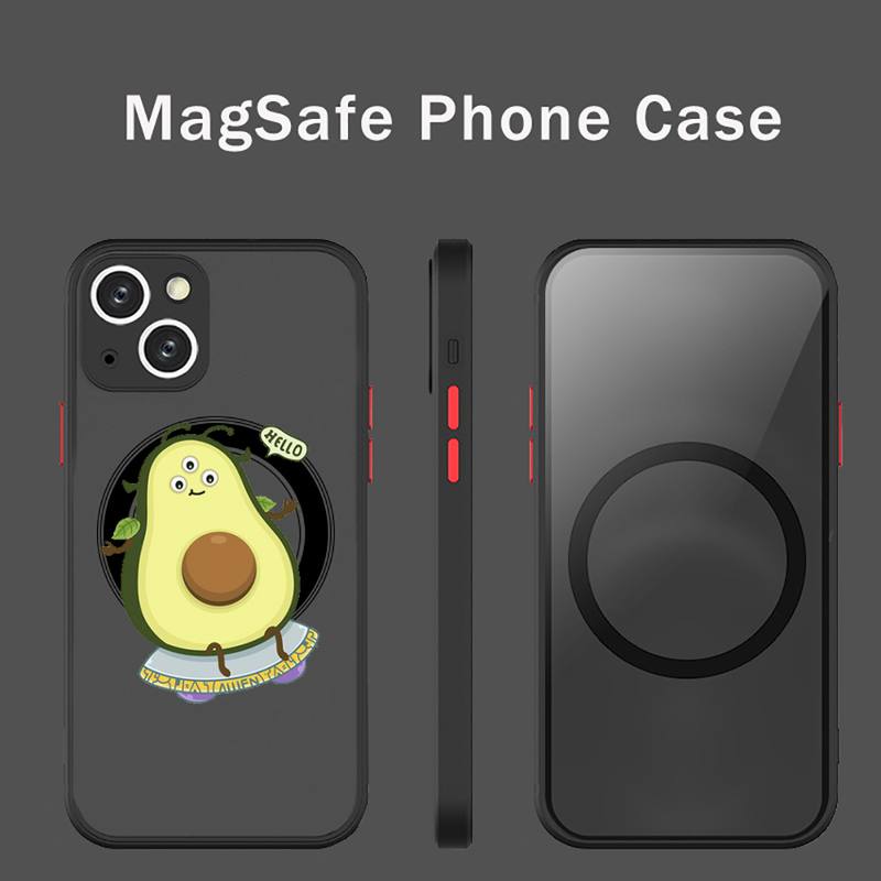 

Чехол для телефона с милым рисунком авокадо и фруктами, прозрачный магнитный магнит Magsafe для iPhone 13 12 11 Pro Max Mini с беспроводной зарядкой iphone 13 mini