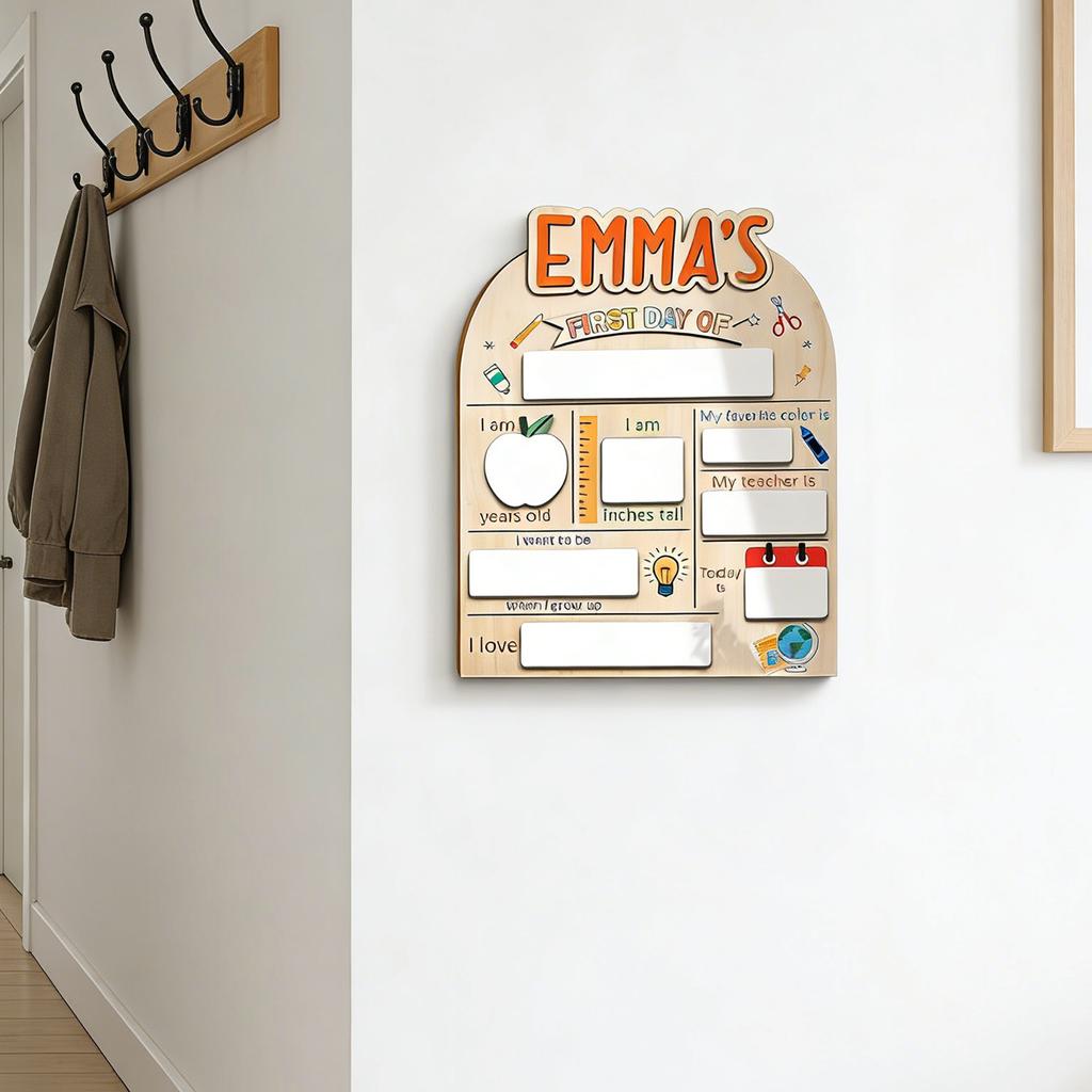 Personalized Back To School Sign Xyloid Natural Material for First Day Photo Prop