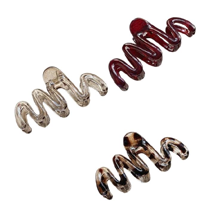 

3Pcs Wavy Hair Claw For Women Long Hair Nonslip Resin Clip Practical Hair Accessories Strong Hold Comfortable Hairpiece 1