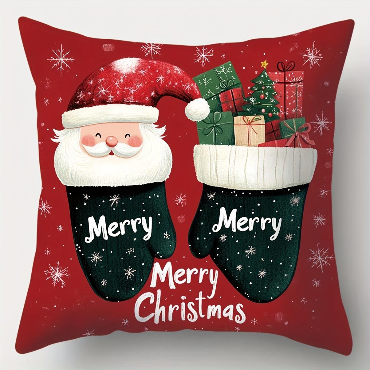 

Украшение дома: Наволочки с Санта-Клаусом, снеговиком и рождественским носком для дивана, спальни, автомобиля, наволочки 40x40cm