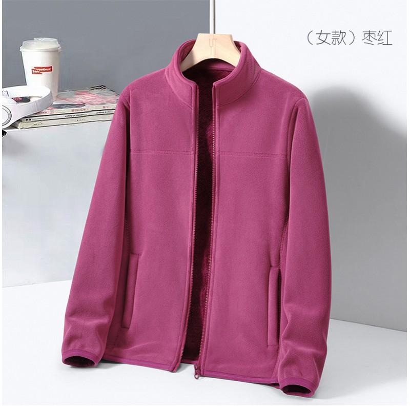 Mens Womens Fleece Jacket With Stand Collar Warm Thick Outdoor Pullover Hiking Camping Fall Winter