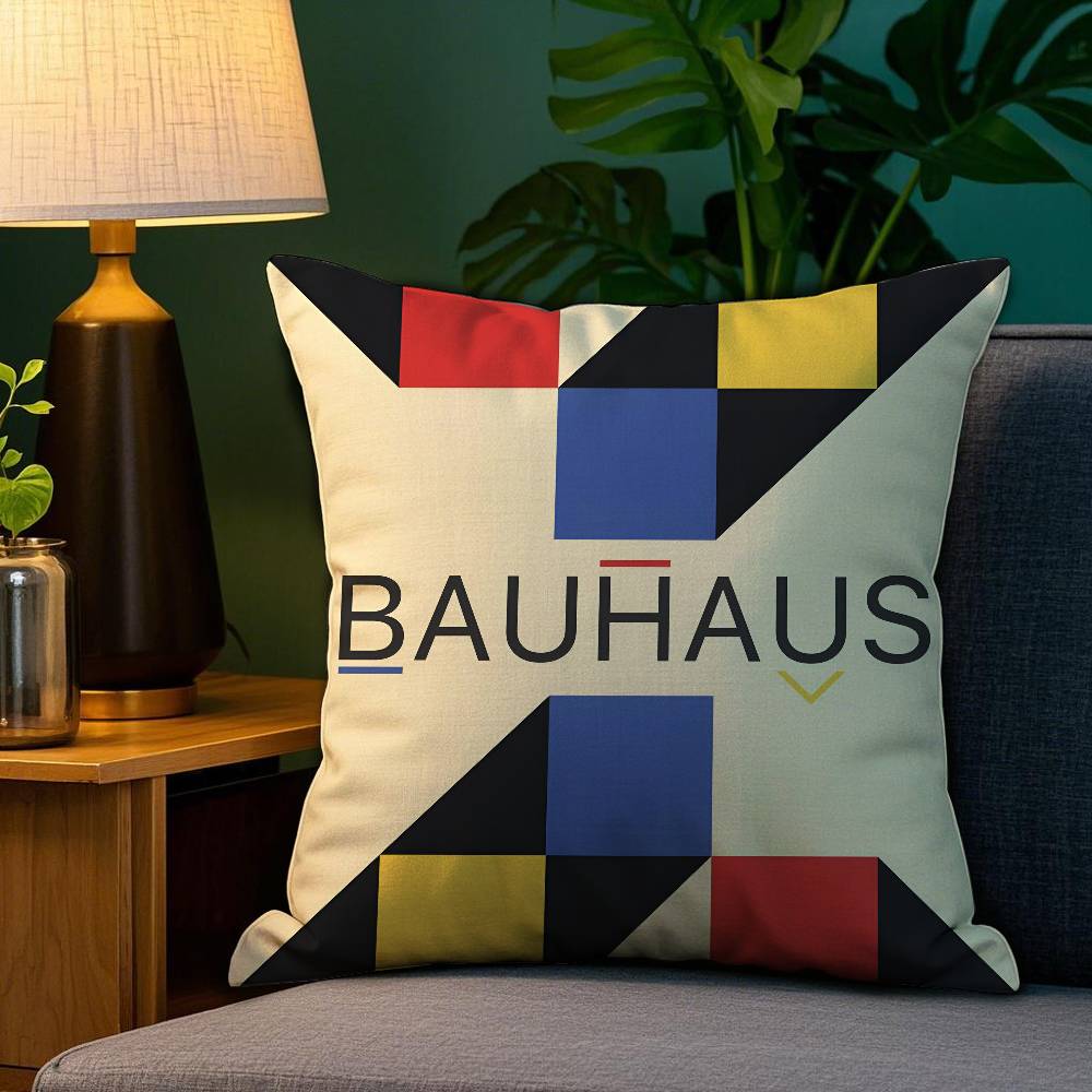 Abstract B-Bauhaus Geometry Pillow Case Plush Fabric Soft Double Sided Print Sofa Cushion Cover Throw Pillow Covers