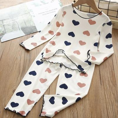 Girls' Spring and Autumn Summer Pajamas Children's Home Clothes Baby Three-quarter Sleeves Two-piece Air-conditioning Suit