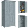Garden Cabinet Wood Weatherproof Tool Shed with Double Door Magnetic Closure for Garden Terrace 85 X 54 X 170 Cm Gray
