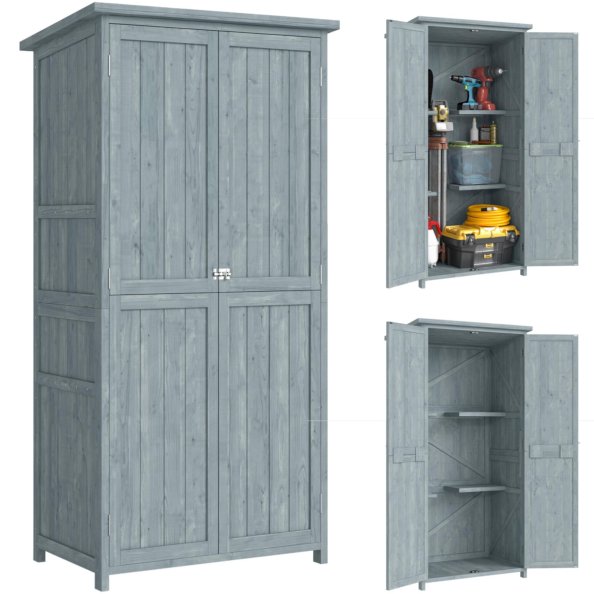 Garden Cabinet Wood Weatherproof Tool Shed