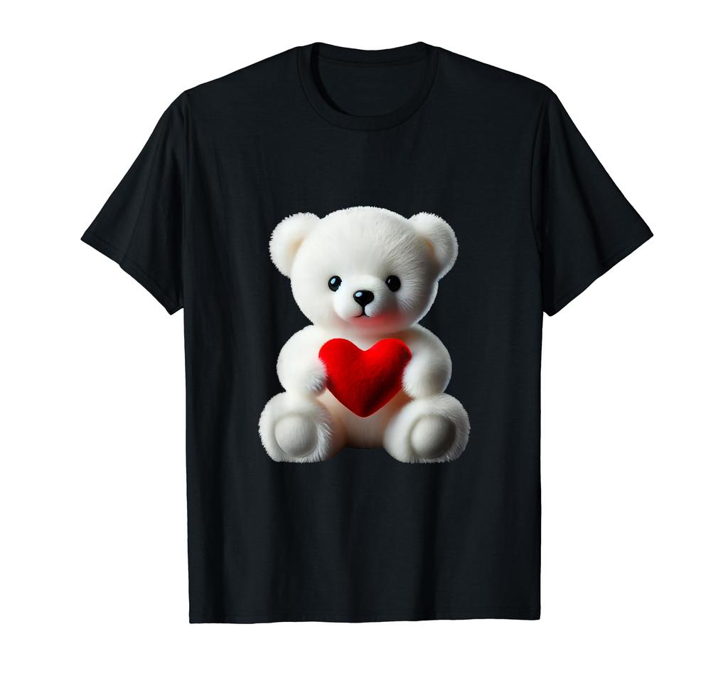 Adorable Cuddly Polar Teddy Bear Red Heart Mania T-Shirt