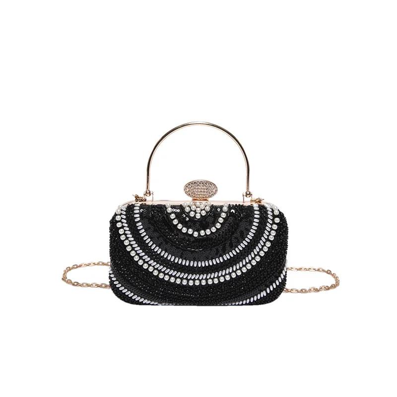 

New ladies temperament dress Clutch Bag Glitter Dinner Bag Banquet bag Senior formal fashion elegant party чёрный