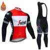 Winter Cycling Kit Thermal Fleece Long Sleeve Jersey Bib Pants Set Road Bike Outdoor Ride