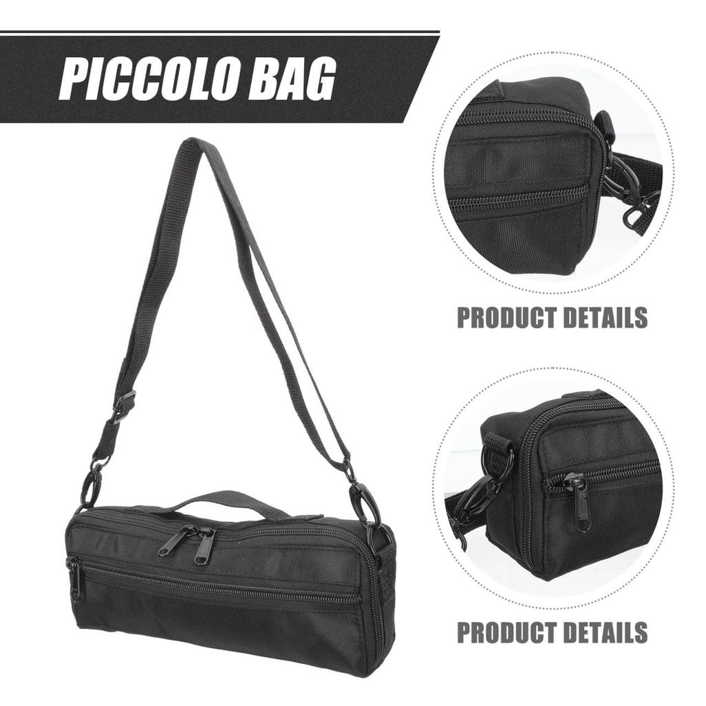 NOLITOY Piccolo Bag Flute Case Hard Shell Protective Case with Adjustable Straps Musical Instrument Storage Bag Lightweight Durable Black