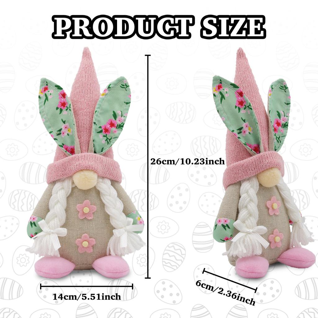 Festival Handmade Rabbit Bunnies Gnomes Dwarf Elf Plush Dolls Easters Decoration for Tabletop and Book Shelf Display