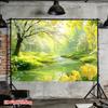 One Spring Flower and River View Photography Backdrop Fabric Made of Polyester Suitable for Room Decoration and Garden Use.