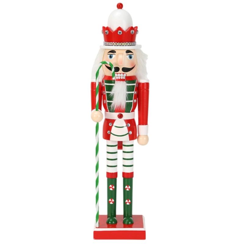 Nutcrackers Figurine with Candy Ribbon Scepter Unique Nutcrackers Decorative Figure with Candy Motifs for Office Homes