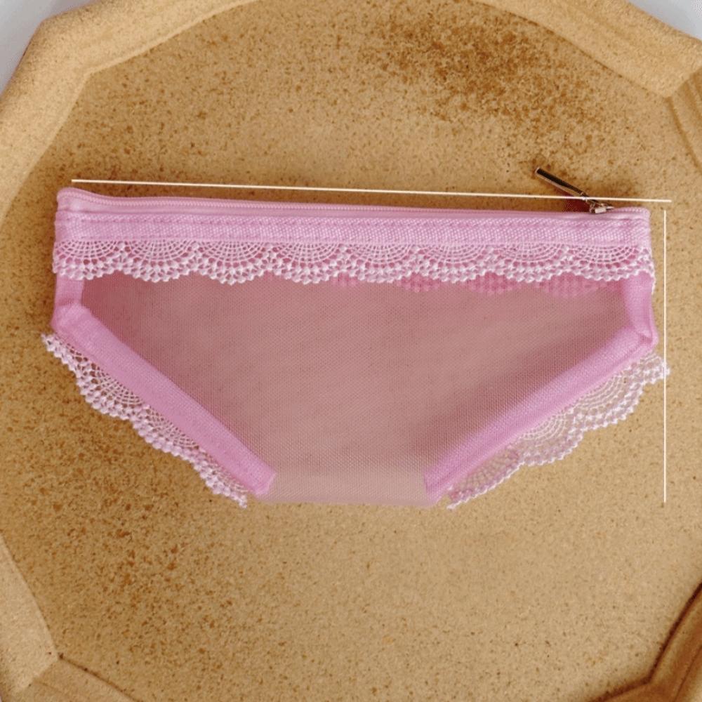 Unique Briefs Shape Cosmetic Bag Lace Heart Mesh Makeup Storage Pouch Y2K Transparent Toiletry Bag Storage for Travel