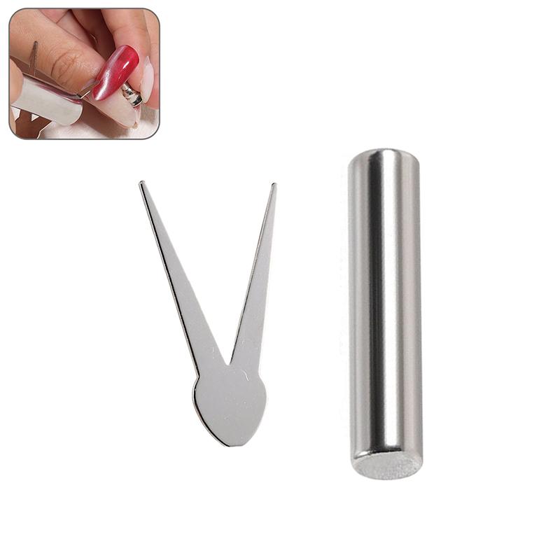 HUA Doppelkopf Französische Nailart Magnet Set Cat Eye Magnetstab Kombination Nailart DIY V-förmiger Effekt Gel Nagellack Magnet