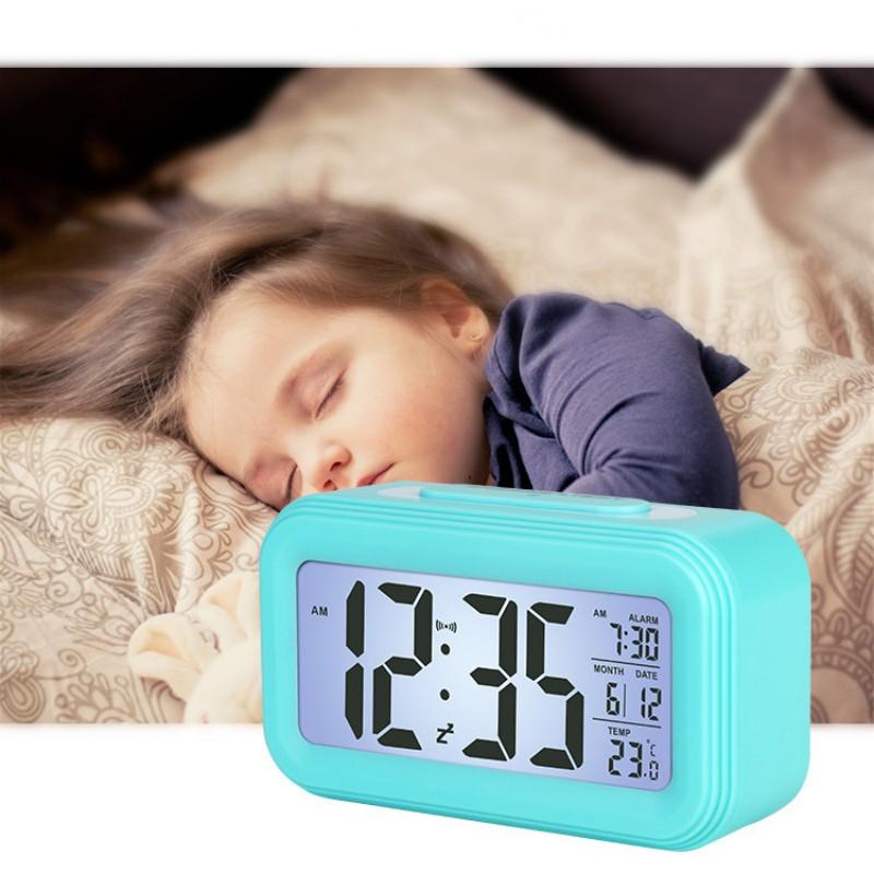 Alarm Clock Desktop Digital Clock  LCD Large Screen Temperature Calendar Nightlight Wake-up Student Snooze Clock 12/24H Bedrooms