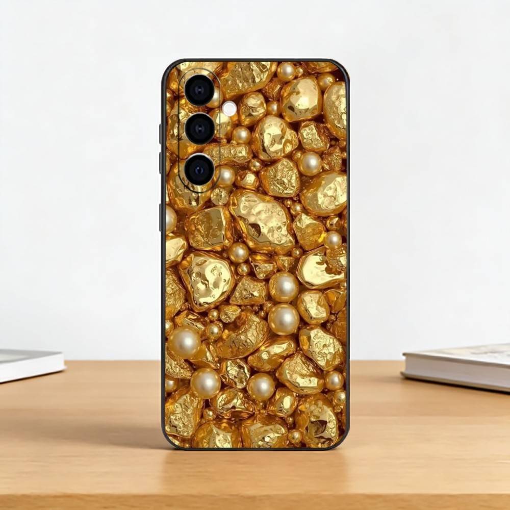 Money Gold A-Art Phone Case For Samsung Galaxy A73,A72,A71,A70,A53,A52,A51,Others Soft Black Cover