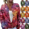 Dame Mode Strikket Cardigan med Print og Lange Ærmer Knaplukket Jakke