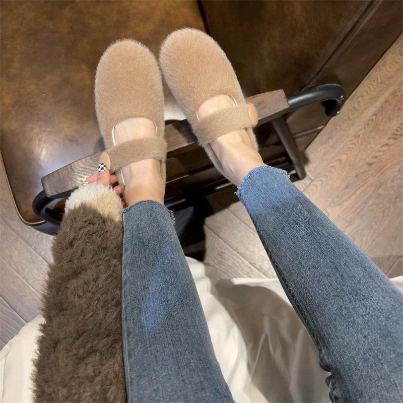 

Mao Mao Женские плюшевые слипоны на плоской подошве, зимние лоферы 2025 - Уютный стиль для беременных 37