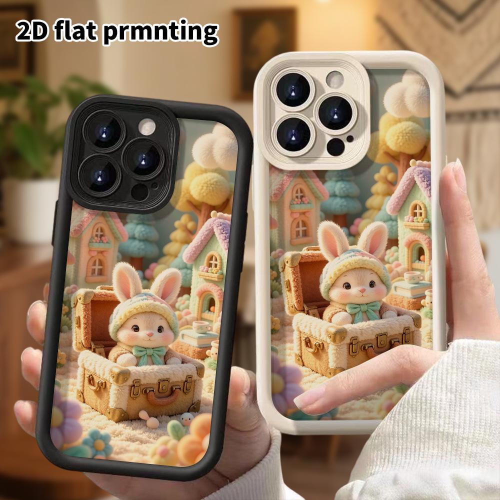 Phone Case: 2D flat, fits iPhone 18 17 16 15 14 13 12Pro protective case, forest little rabbit house, perfect Christmas and Halloween holiday gift