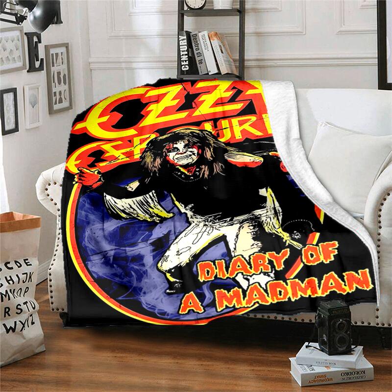 1pc Blanket Ozzy Madman Print Design, Lightweight Blanket for Sofa, Bed- Soft &Warm, Gift for All Seasons Like Christmas, Halloween