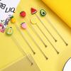 Durable Drink Mixer Cocktail Stir Stick, Stainless Steel Mixing with Durian Pineapple Strawberry Stick Watermelon Rubber Top Decor, Stirrer