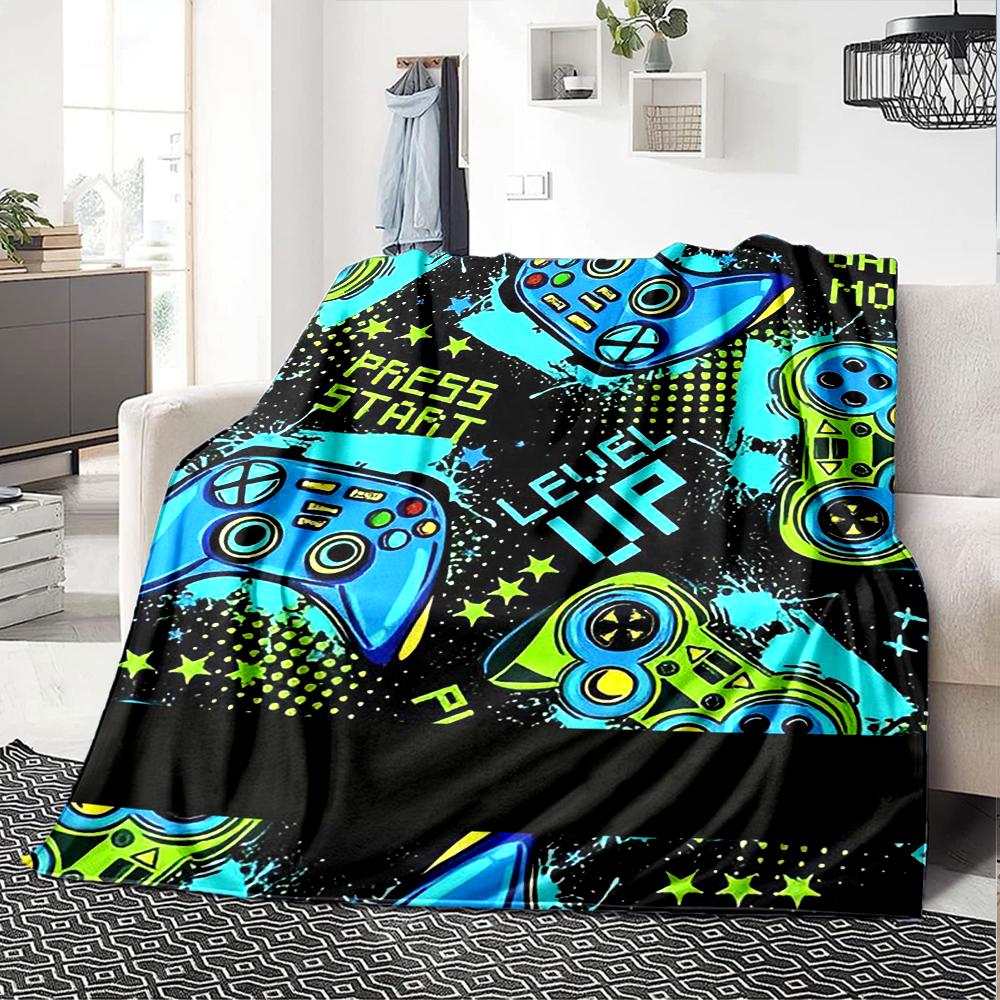 Game Controller Theme Printed Blanket - Perfect for Couch, Bed, Travel & Outdoor Use | Machine Washable, Cozy & Durable.