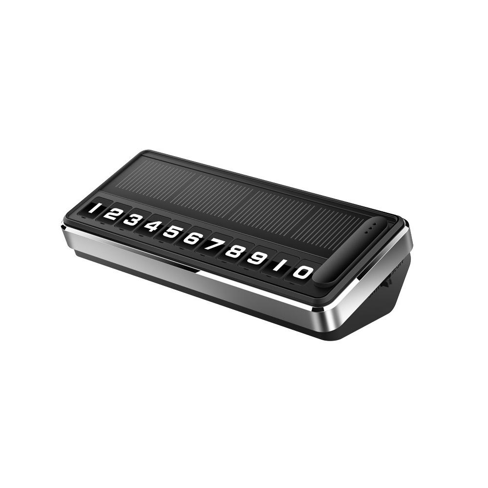 1Pc Solar Car Phone Number Plate Led Lighting Temporary Parking Card Hidden Plates Car Park Stop Multiple Number Parking Gadgets
