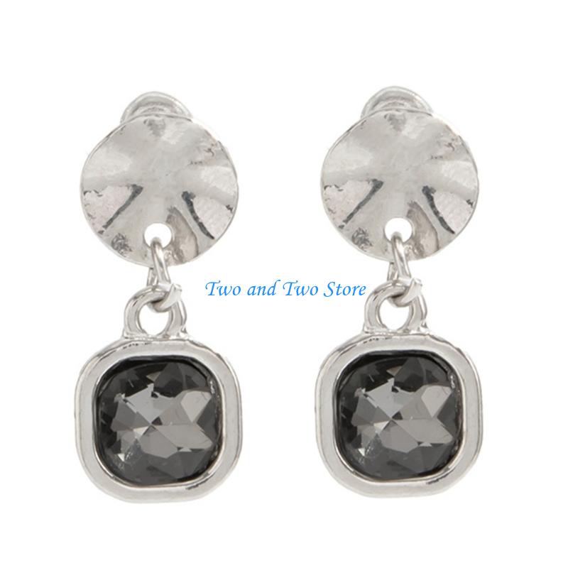 HX6F Sweet Cool Acrylic Black Diamonds Geometric Drop Earrings Comfortable