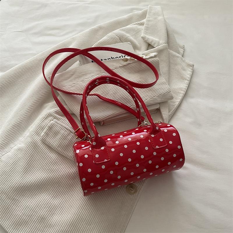 Damen Mode Gepunkteter Zylinder Schulter Crossbody Handtasche Für Den Täglichen Gebrauch