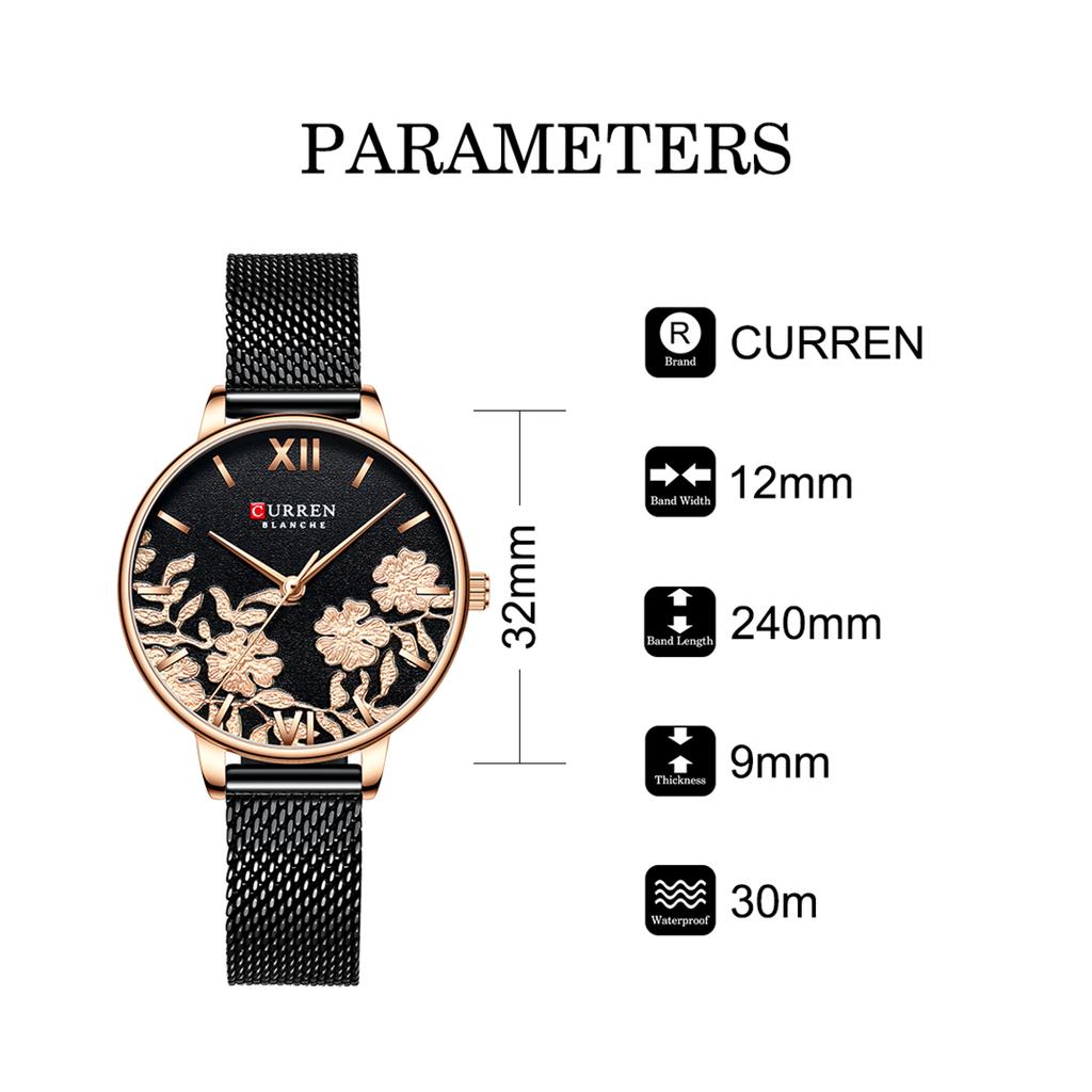 CURREN Damenuhren Top-Marke Luxus-Armbanduhr mit Edelstahlarmband für Damen Rose Clock Stilvolle Quarz-Damenuhr