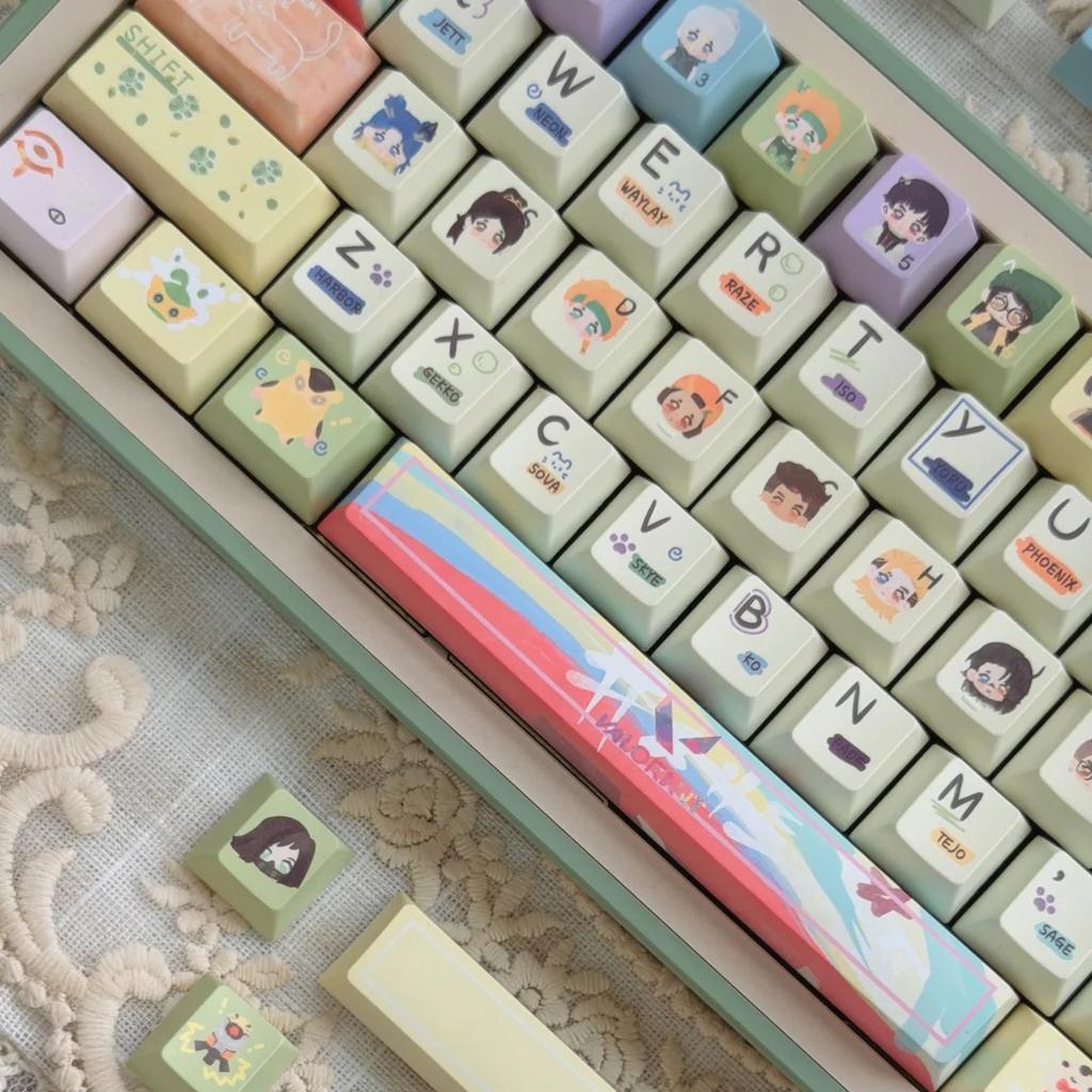 MAIMOOO Keycaps Jett Omen Reyna VALORANT Cherry PBtQ Version Cute Adaptation Magnetic Switch Game Keyboard Keycaps