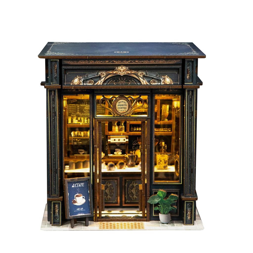 Pixie Curio Miniatyrdockhus 3D Trä Medeltida Stil LED Beröring DIY Bokhylla Bokhörna Färginstruktioner Populär Födelsedagspresent för Tonåringar och