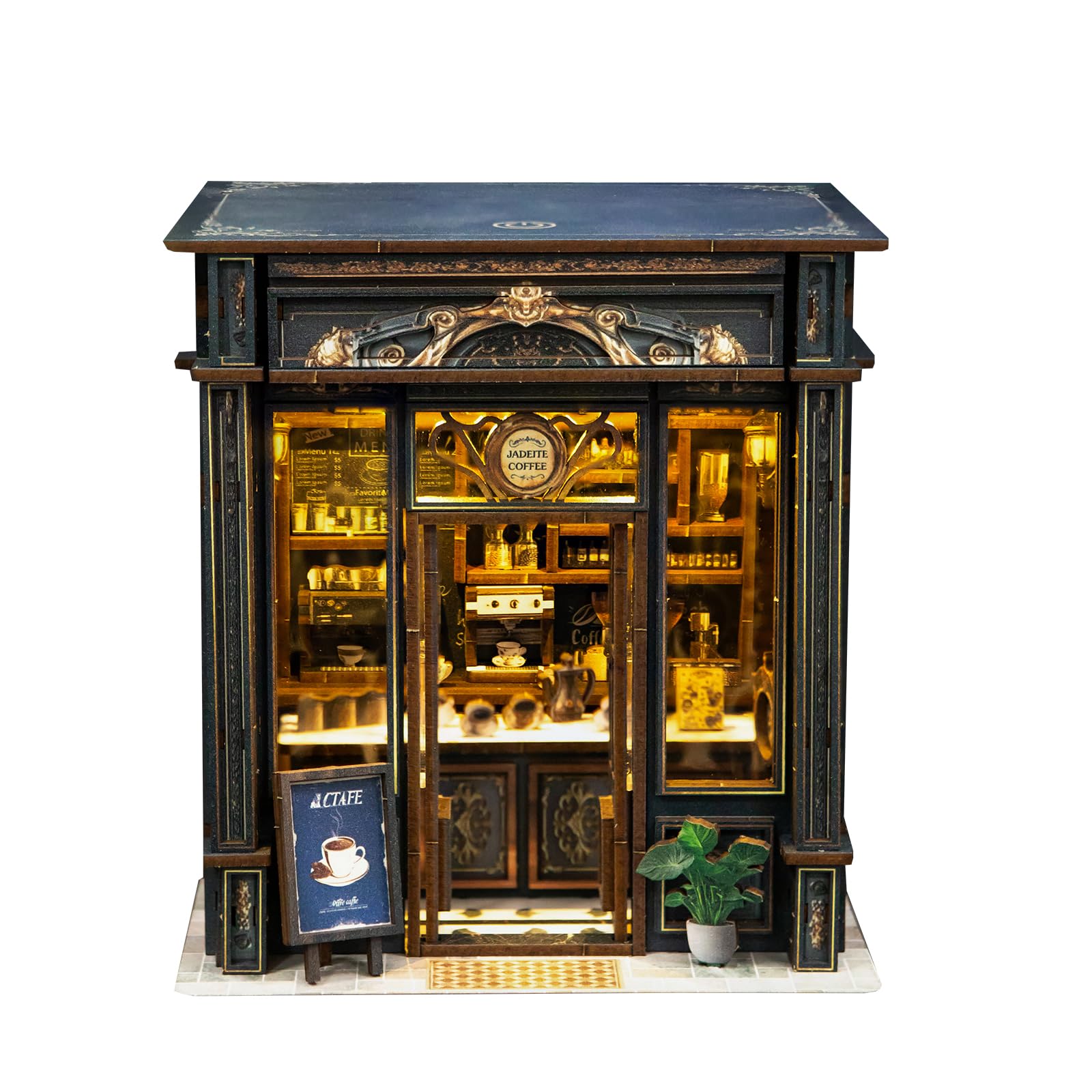 

Pixie Curio Dollhouse Miniature 3D Wooden Medieval Style LED Touch DIY Bookshelf Book Nook Coloring Instructions Popular Birthday Gift for Teens and