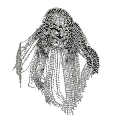 Schulterbrosche, Quasten, Strasssteine, Schmuck, handgefertigt, glänzende Epaulette, Kleidungsdekoration