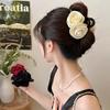 Retro Solid Fabric Rose Hair Clip for women Elegant Shark Clip Girls Hair claw Hair accessories