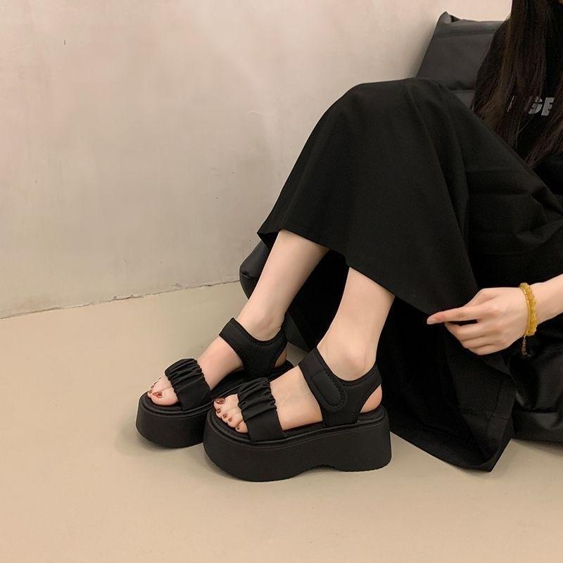 With skirt super fire platform sandals women's summer wear 2025 new high-end French temperament versatile muffin shoes