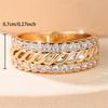 Vintage Hollow Twist Chain White Zircon Double Row Stone Rings For Women Charm Gold Color Ring Wedding Jewelry Mother's Day Gift