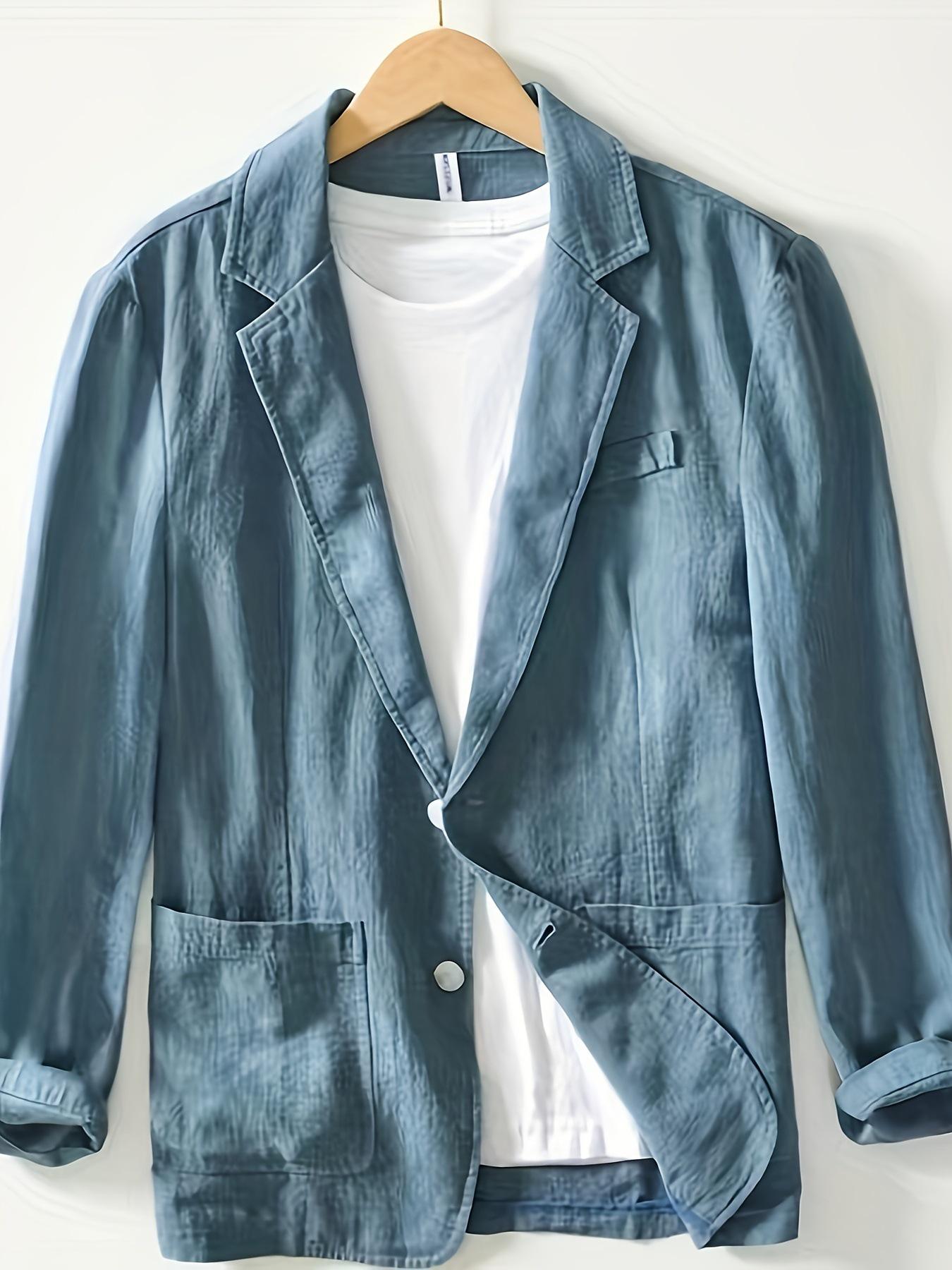 

Универсальный мужской пиджак в стиле business casual из хлопка и льна Double Extra Large морской синий