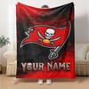 Name Custom Tampa Bay Buccaneers Logo Print Flannel Blanket High Quality Warm Comfortable Cover for All Seasons Perfect for Gifts Home Decor
