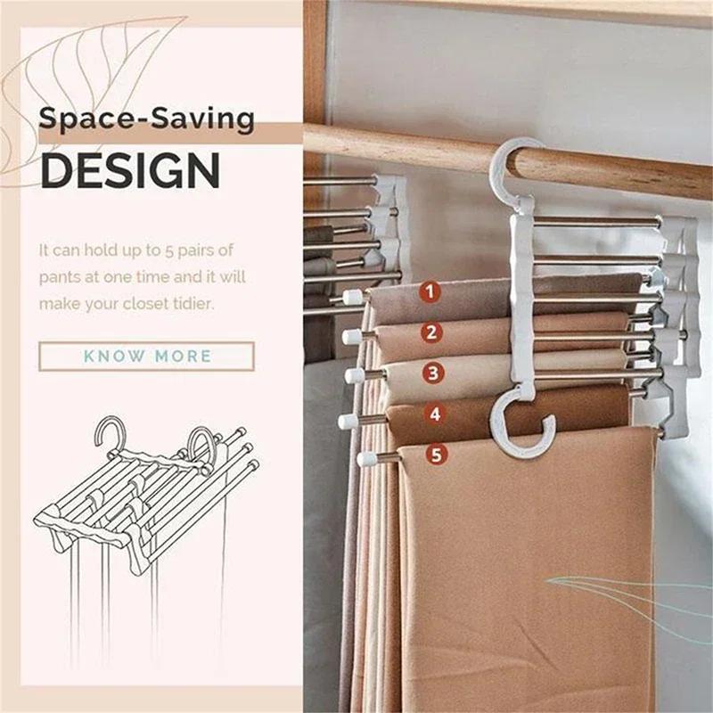 Hangers for Children Folding Pants Rack Multi-functional Multi-layer Pants Hanger Household Magic Seamless Pants Rack Storage