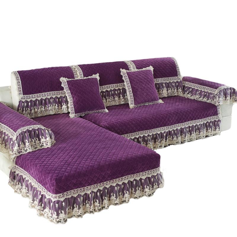 Super Soft Thickened Crystal Velvet Non-Slip Sofa Cushion Manufacturers , Solid Color Skirt Quilted Sofa Cover Work In Progress