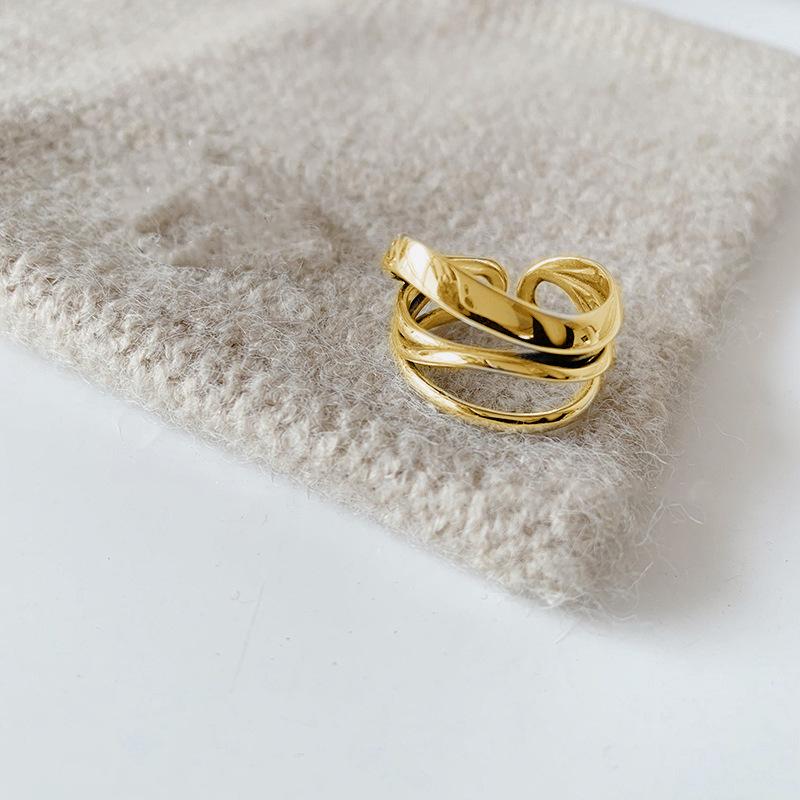 

Interlocking Line Open Ring Women s Fashion Multi-layer INS Trend 100% Match Personality Index Finger Party Ring